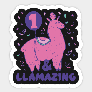 Llamazing 1st Birthday 1 Year Old Llama Girls Kids Gift product Sticker